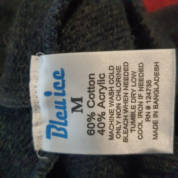 Bleu Ice Womens Wool Knit Acrylic Sweater MED Blue - Picture 7 of 8